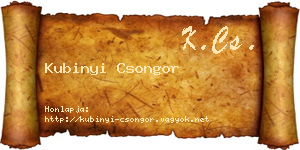 Kubinyi Csongor névjegykártya